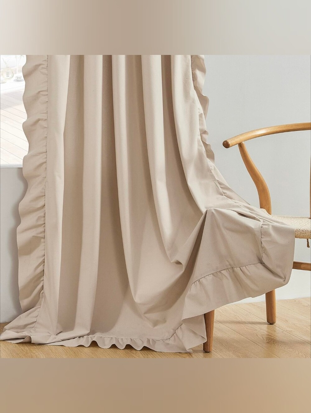 Soft Ruffle Curtain Panel - Cream - Picture 5 of 7